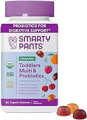 SmartyPants Organic Toddler Multivitamin Gummies: Probiotics, Omega 3 (ALA), Vitamin D3, C, Vitamin B12, B6, Vitamin A, K & Z