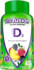 Vitafusion Vitamin D3 Gummy Vitamins for Bone and Immune System Support, Peach, Blackberry and Strawberry Flavored, 50 mcg Vi