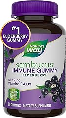 Nature’s Way Sambucus Elderberry Immune Gummies, Daily Immune Support for Kids and Adults*, with Vitamin C, Vitamin D3, Zinc,
