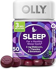 OLLY Sleep Gummy, Occasional Sleep Support, 3 mg Melatonin, L-Theanine, Chamomile, Lemon Balm, Sleep Aid, Blackberry, 50 Coun