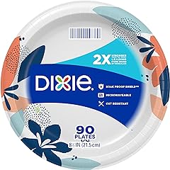 Dixie Medium Paper Plates, 8.5 Inch, 90 Count, 2X Stronger*, Microwave-Safe, Soak-Proof, Cut Resistant, Disposable Plates For
