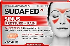 Sudafed PE Sinus Congestion Maximum Strength Non-Drowsy Decongestant Tablets, 24 ct