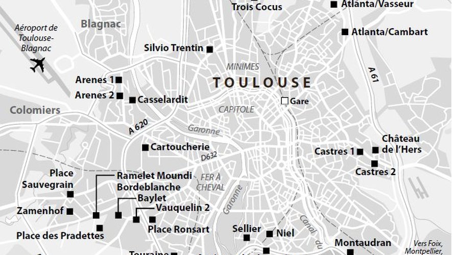 La carte des nouvelles stations VélôToulouse