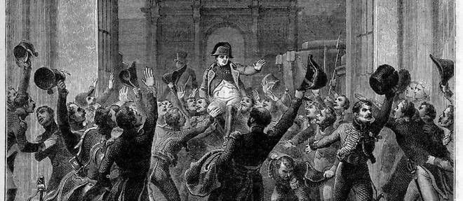 Les Cent-Jours. Rentrée de Napoléon aux Tuileries, le 20 mars 1815, dans « Histoire de l'empire faisant suite à l'histoire du Consulat », par Adolphe Thiers, en 1879.

