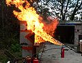 flammable gas fire for a fire-fighting exercise