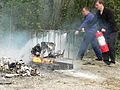 Fire training: fighting a petrol fire