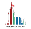 Wikidata logo cut into a transparent cityskape shape (PNG logo for "Wikidata talks", [en] English))
